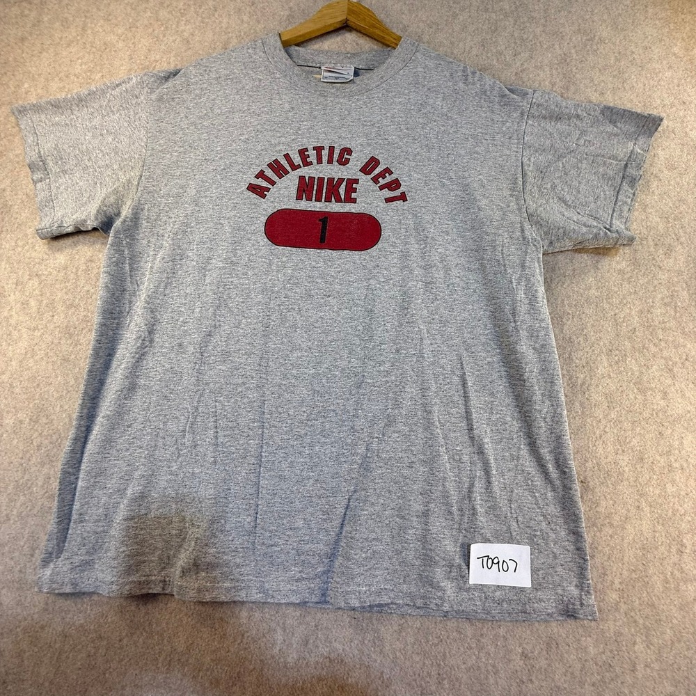 Vintage Nike Athletic Dept T-Shirt Mens Large Gray Short Sleeve Graphic Tee L